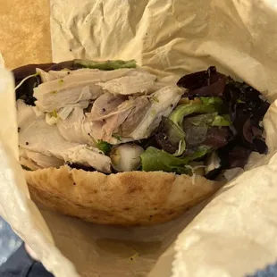 Big green sandwich with chicken added. Very filling and so good!