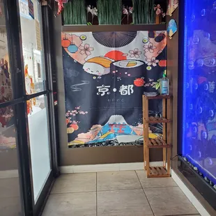 the entrance to the restaurant