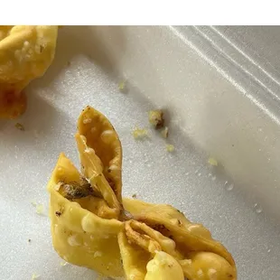 Crab Rangoon with dead wasp fried to my food