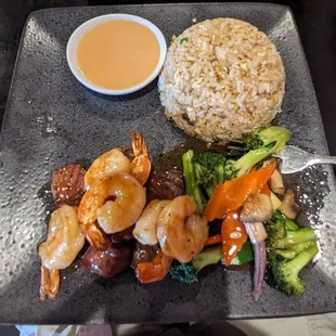 Steak &amp; Shrimp, fried rice &amp; Veggies