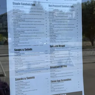 Menu as of May 2023