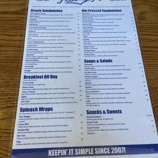 menu