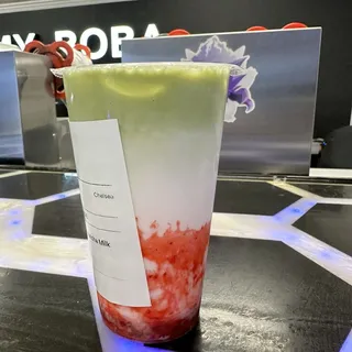 Strawberry Matcha Milk Tea