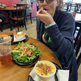 Soup, cornbread and Boss Lady half salad