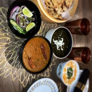 Dal tadka saag Raita Tandori Roti