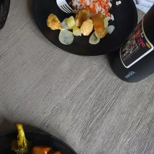 Sweet and sour chicken with white rice. Delicious