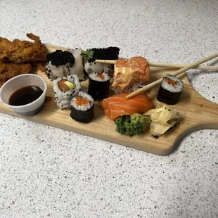 Soft Shell Crab, Salmon Sashimi, Alaska Roll, Amazing Roll, Black Tobiko Roll, Salmon Roll