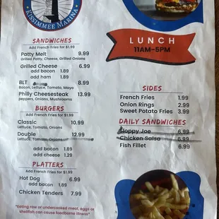 Lunch menu