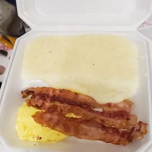 Grits...scrambled eggs &amp; bacon