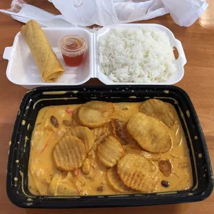 Mixed seafood, masaman curry.