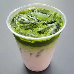 LAVENDER FIELDS (Matcha + Blueberry Lavender Milk) - Refreshing lavender-forward drink.