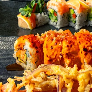 sashimi, sushi, sushi and sashimi, food