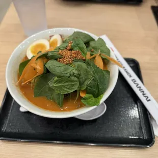 Spicy Miso Ramen with the yummy Ban Nai noodles! So perfect, added an egg for $1.80.