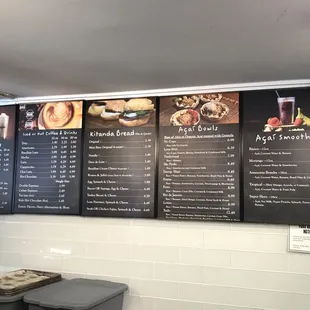 Menu: Sandwiches, Açaí Bowls, coffee, smoothies