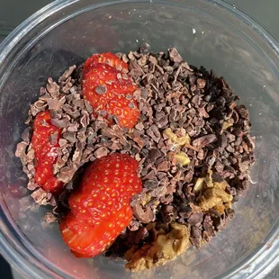 Acai Bowl with Strawberries, Granola, and Cacao Nibs