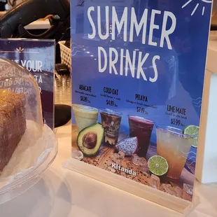 Summer drink menu