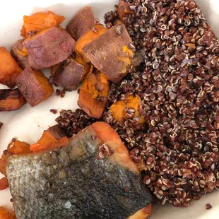 Pick 3: salmon, quinoa, sweet potatoes