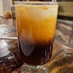a glass of iced coffee