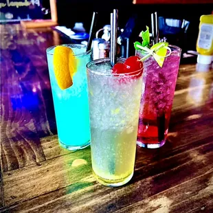 Variety of mixed drinks.