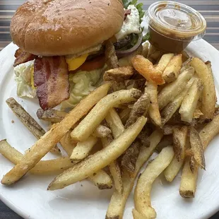 Breakfast burger and sunset stream juice