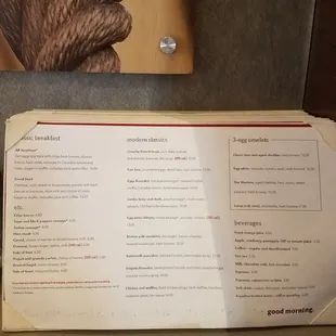 a menu for a restaurant