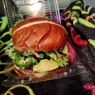 a sandwich in a plastic container