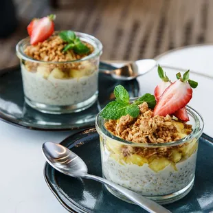 two desserts on plates