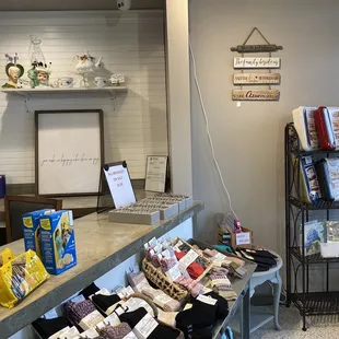 the counter and shelves of the store