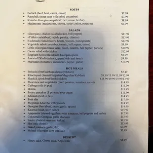 the menu for the kitchen house cafe