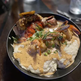 Lobster and Shrimp Grits w/ Lobster Tail