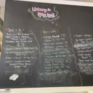 Specials and to go items