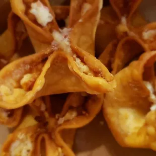 Crab rangoons with no crab.  The description is accurate cream cheese filled, so why call it crab rangoons?