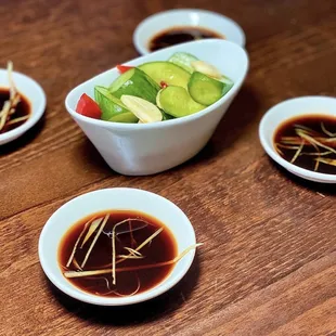 Chilled Cucumber Salad with fresh ginger/ soy sauce