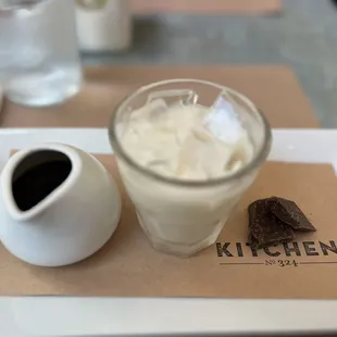 COCO FRIO Brown sugar espresso, chilled milk, ice served with house made spicy chocolate bark