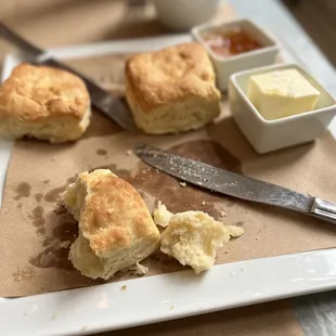 Scratch Biscuit with Orange Marmalade and Butter. Had to grab a bite before taking the pic haha