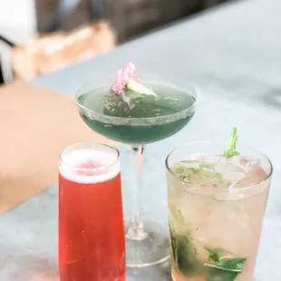 Cranberry Mimosa, Rose Mojito, and the Grey Gardens.