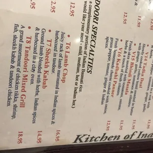 Small shot of mixed grill on menu