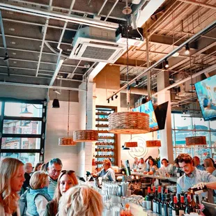 a group of people sitting at a bar
