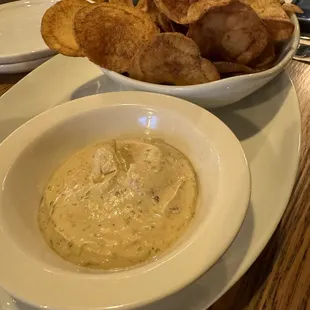 Chips and dip - creamy smoked onion dip!