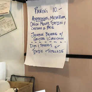 Panini menu