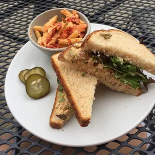 Smoked Chicken Salad Sandwich with the Pasta Salad.