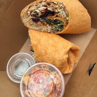 The turkey wrap with the pasta salad and a side of pickles!