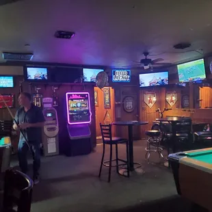 Pool tables and tables.