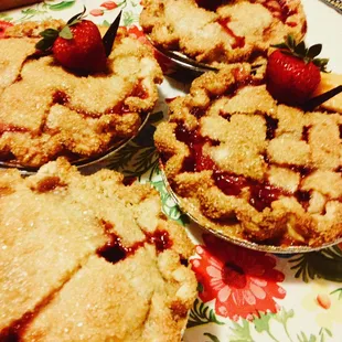 a variety of pies on a plate