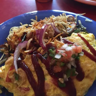 Southwest Smokey BBQ Chicken Omelet