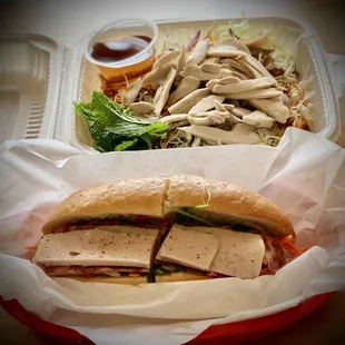 a sandwich and salad