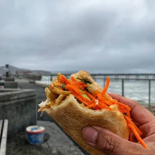 At the beach! Vegan sandwich! Yum