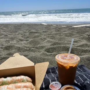 Fresh Springrolls &amp; Thai Iced Tea ... Springrolls come with peanut sauce and chili sauce