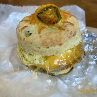Jalapeño cheddar biscuit w/ sausage