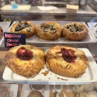 The pastry in the.back is a spinach/mushroom.  Omg. Tastes amazing.  Recommend, for sure!